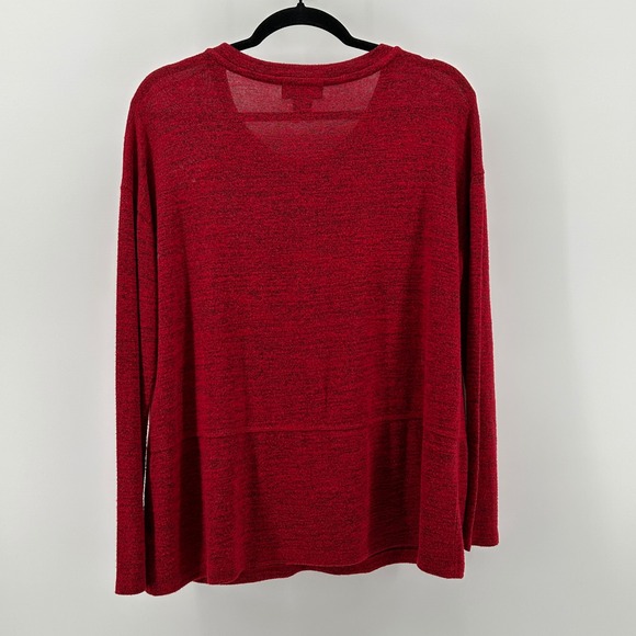 Liz Claiborne Red Heathered Long Sleeve Soft Knit Pullover Top Oversized Pet Med - Picture 5 of 6